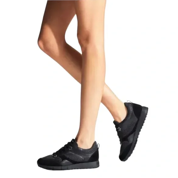 Jimmy ChooJava Leather and Mesh Sneaker Black size 40 1/2